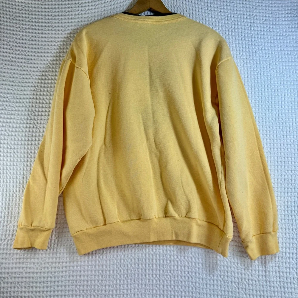 Womens Pale Yellow Butterfly Embroidered Crewneck Sweatshirt Rhinestone Sz L - Picture 8 of 11